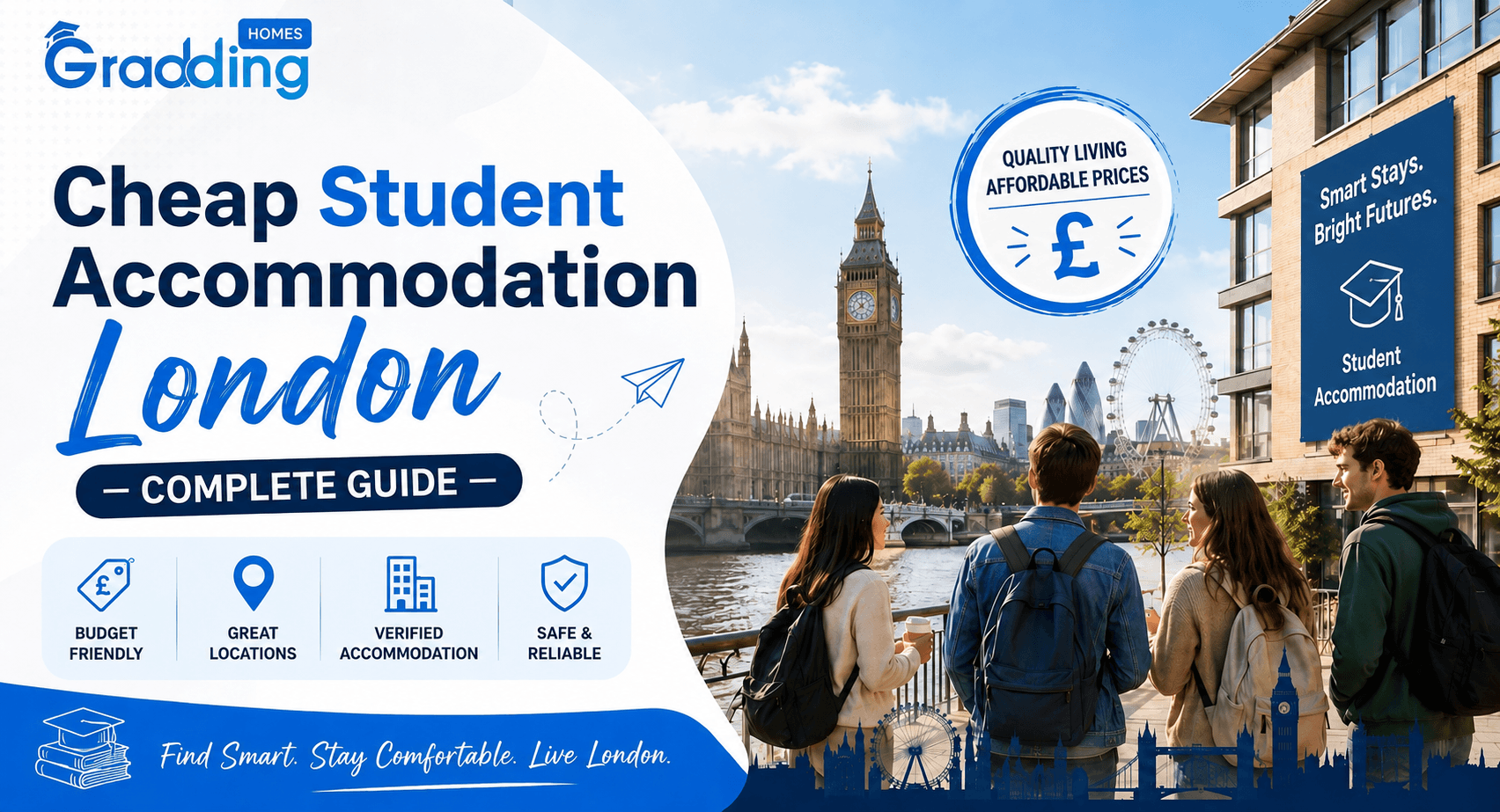 Cheap Student Accommodation Options in London- Guide Finding a cheap student accommodation in London can become easy by following our guide | Gradding Homes